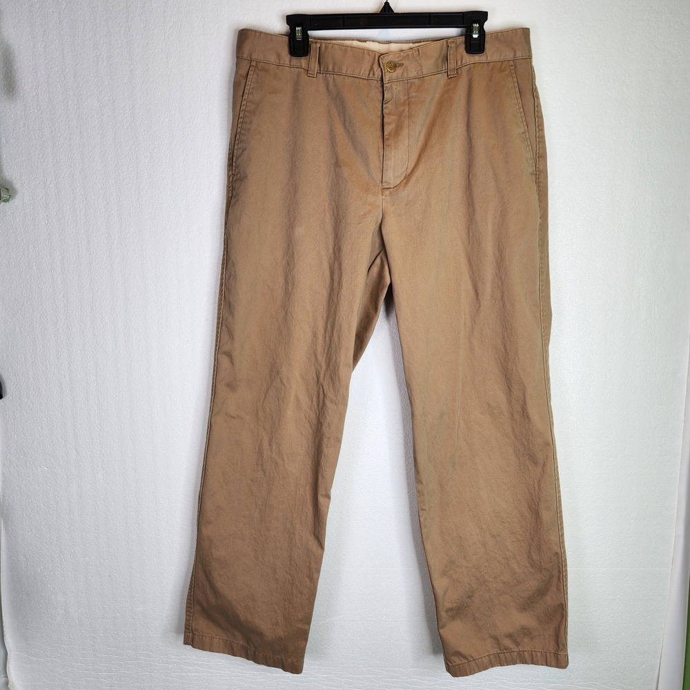 Tasso Elba Mens Khaki Chino Pants 100% Cotton Straight‎ Leg Tan 36x30